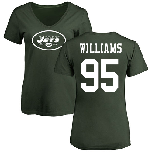 New York Jets Green Women Quinnen Williams Name and Number Logo NFL Football #95 T Shirt